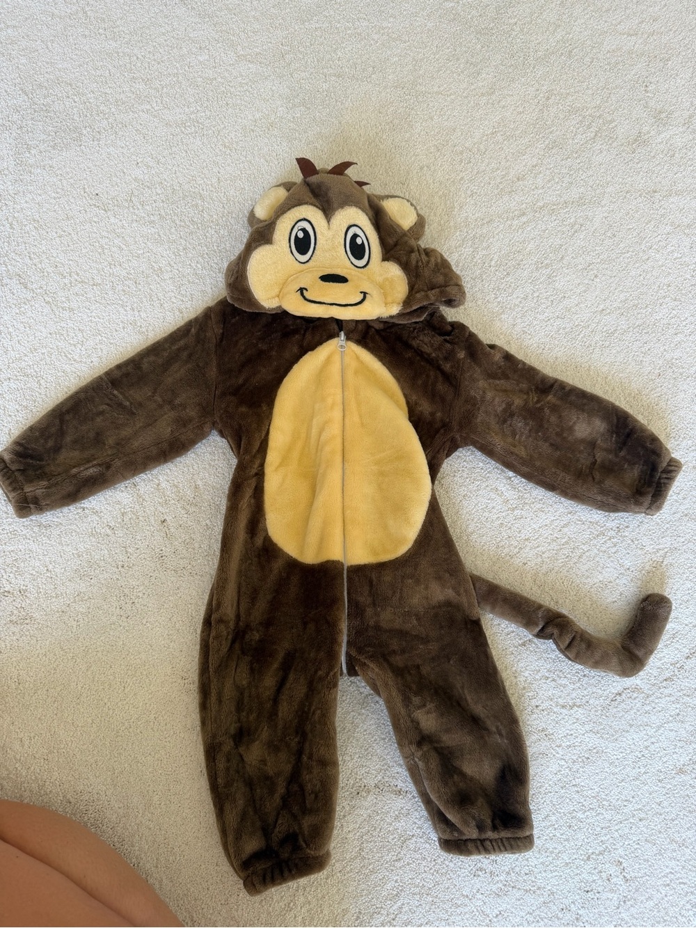 Kids Brown Monkey One-Piece Hooded Costume